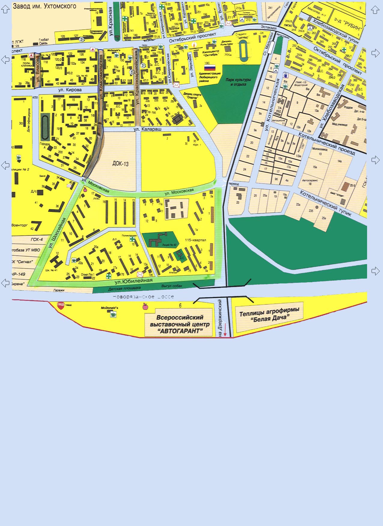 Карта Люберец: центр города, авторынок